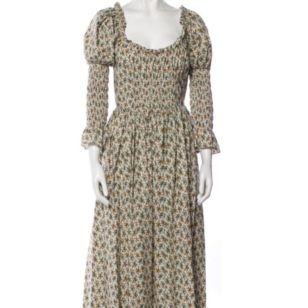Doen Maribel Floral Smocked Puff-Sleeve Maxi Dress
